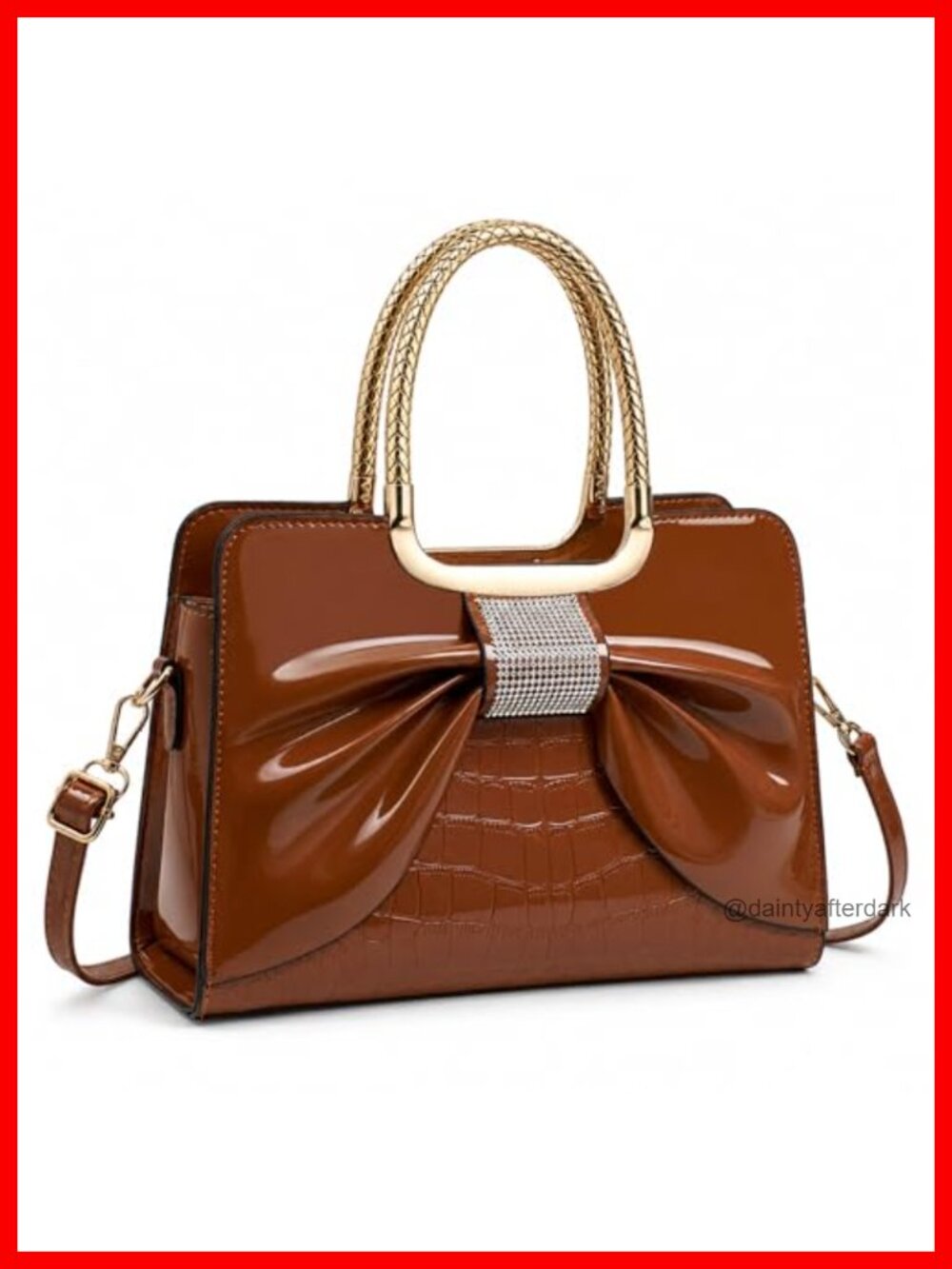 Women's Glossy Patent Leather Top Handle Satchel Medium Structured Handbag